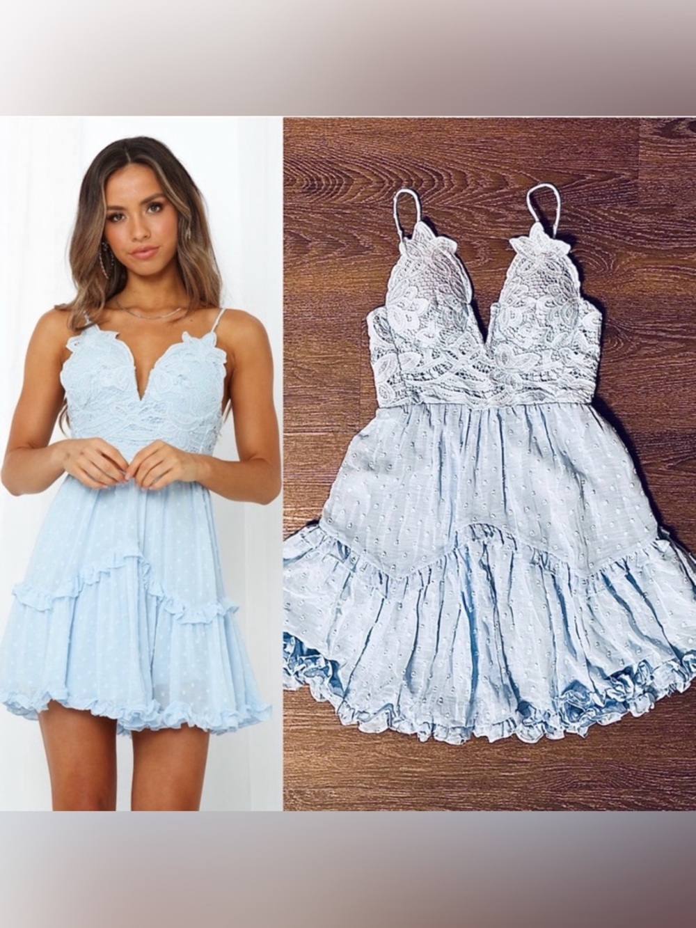 Hello Molly KISSES ON THE PATIO DRESS BABY BLUE Dress Mini ruffle Size XS